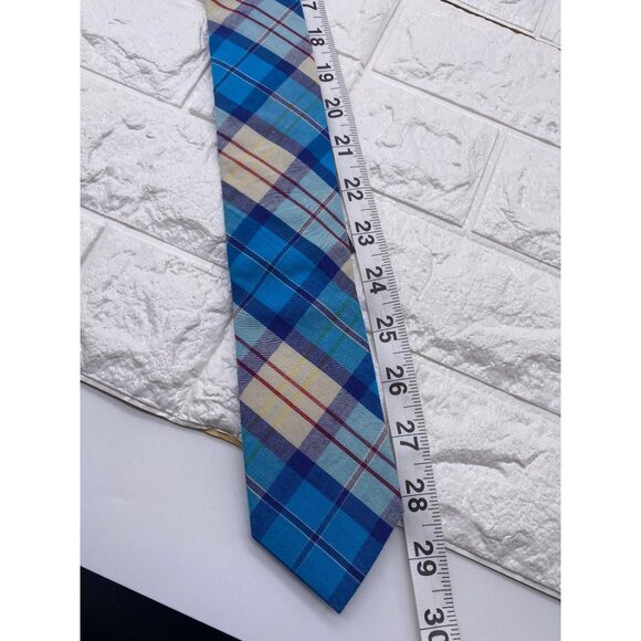 Skinny Tie Madness Mens Blue Plaid Cotton Necktie Counting Crowbars SKM2035 - Picture 6 of 10